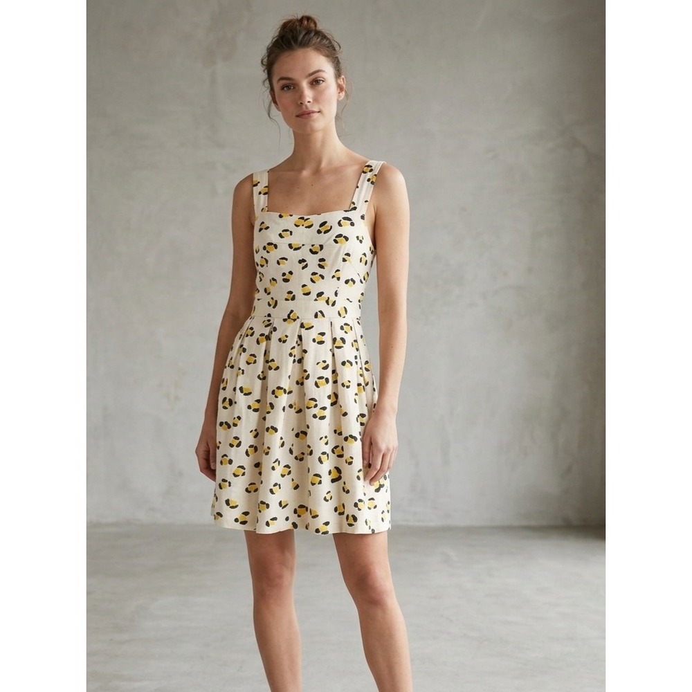 Cooperative Leopard Print Pleated Cotton Sun Dress 4